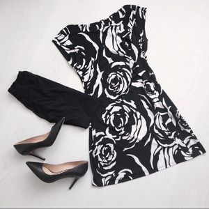 White House Black Market - Black and White Floral Tunic